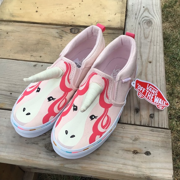 Girls Vans Asher Unicorn Slip On Sneakers Shoes